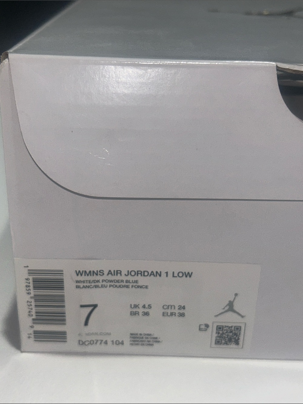 Jordan 1 Low “White Gum Light Brown Dark Powder Blue” Women’s Size 7 - Picture 11 of 12